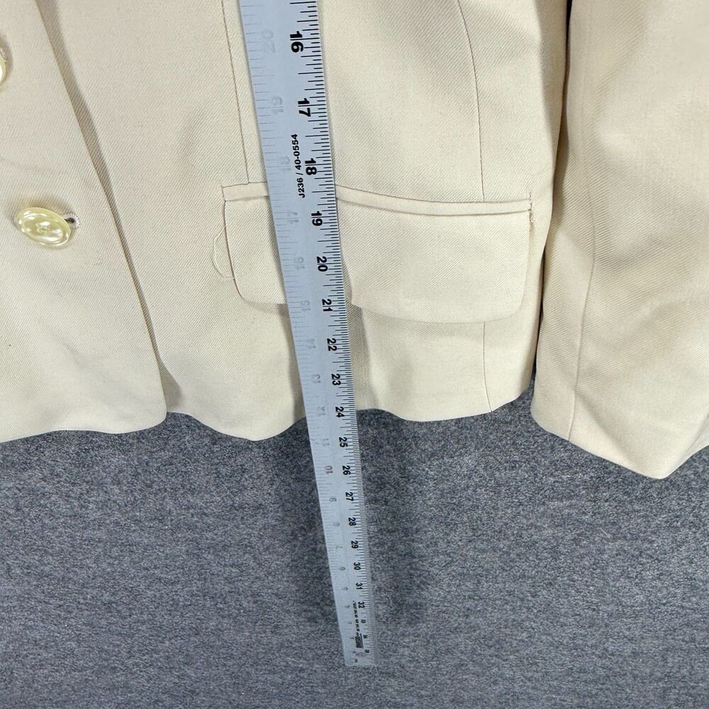 Petite Sophisticate Blazer Women 10 Beige Button Up Collared Long Sleeve Wool - Picture 6 of 7